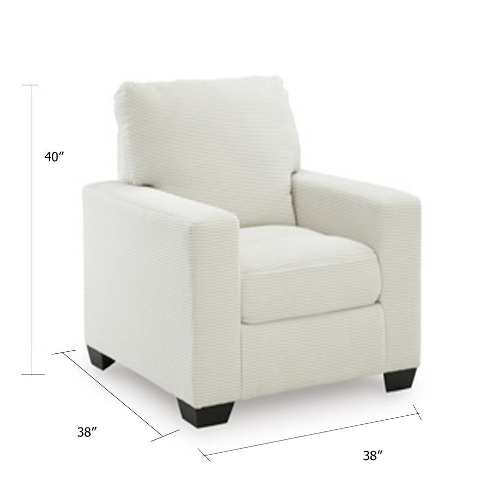 Geyn Sofa Armchair | Light Cream Ivory Polyester | Black Faux Wood Legs