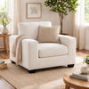 Geyn Sofa Armchair | Light Cream Ivory Polyester | Black Faux Wood Legs