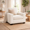 Geyn Sofa Armchair | Light Cream Ivory Polyester | Black Faux Wood Legs