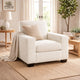 Geyn Sofa Armchair | Light Cream Ivory Polyester | Black Faux Wood Legs
