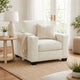 Geyn Sofa Armchair | Light Cream Ivory Polyester | Black Faux Wood Legs