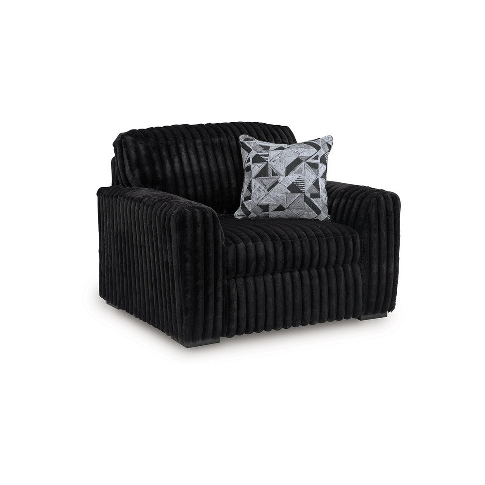 Addy Oversized Sofa Armchair | 1 Accent Pillow | Onyx Black Corduroy