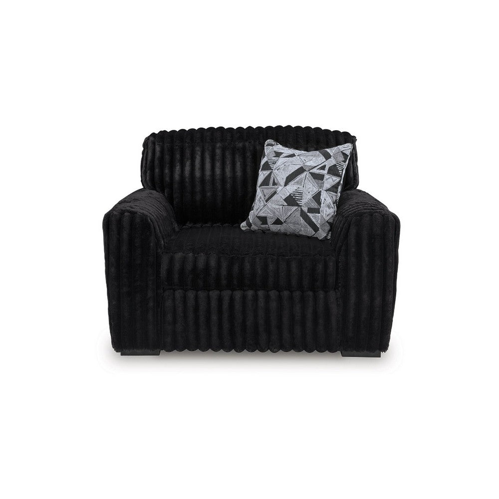Addy Oversized Sofa Armchair | 1 Accent Pillow | Onyx Black Corduroy