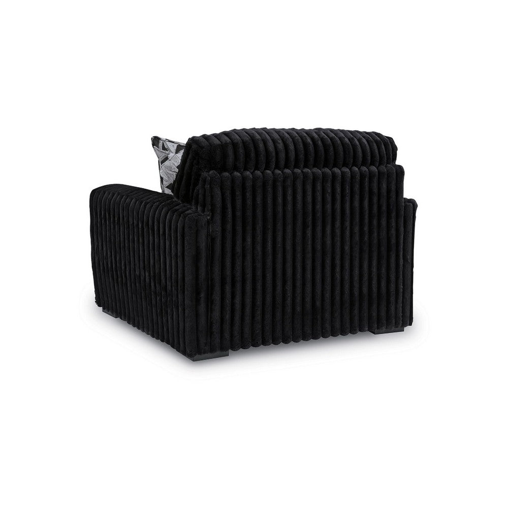 Addy Oversized Sofa Armchair | 1 Accent Pillow | Onyx Black Corduroy