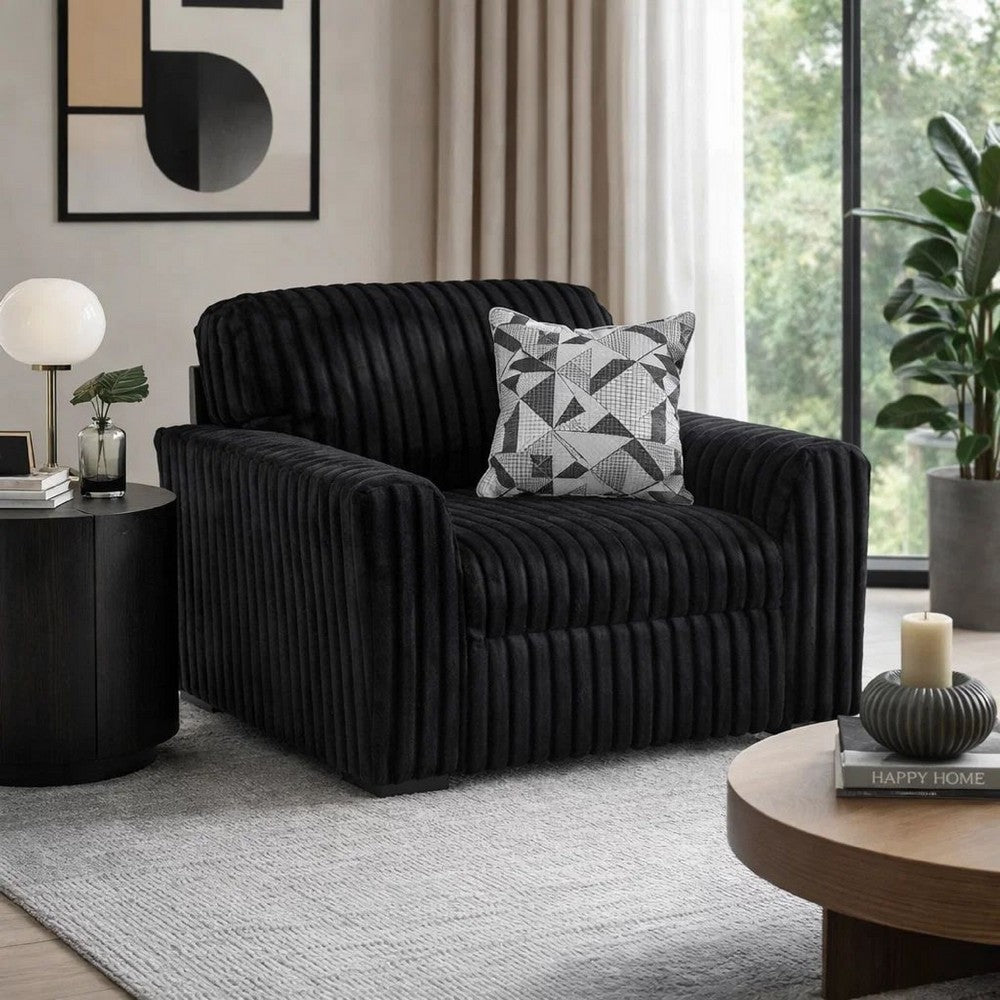 Addy Oversized Sofa Armchair | 1 Accent Pillow | Onyx Black Corduroy