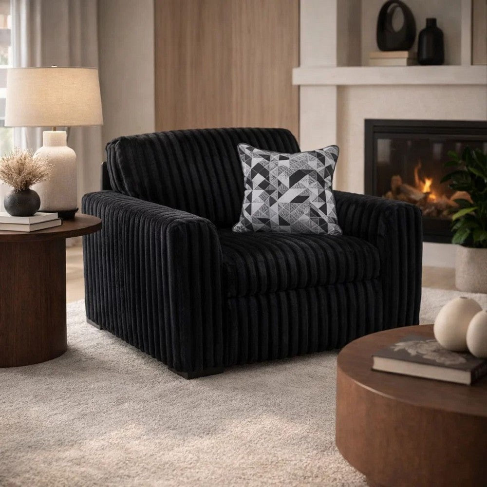 Addy Oversized Sofa Armchair | 1 Accent Pillow | Onyx Black Corduroy