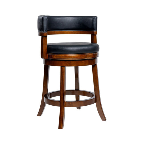 Bely Swivel Counter Height Chair | Black Faux Leather | Cappuccino Brown
