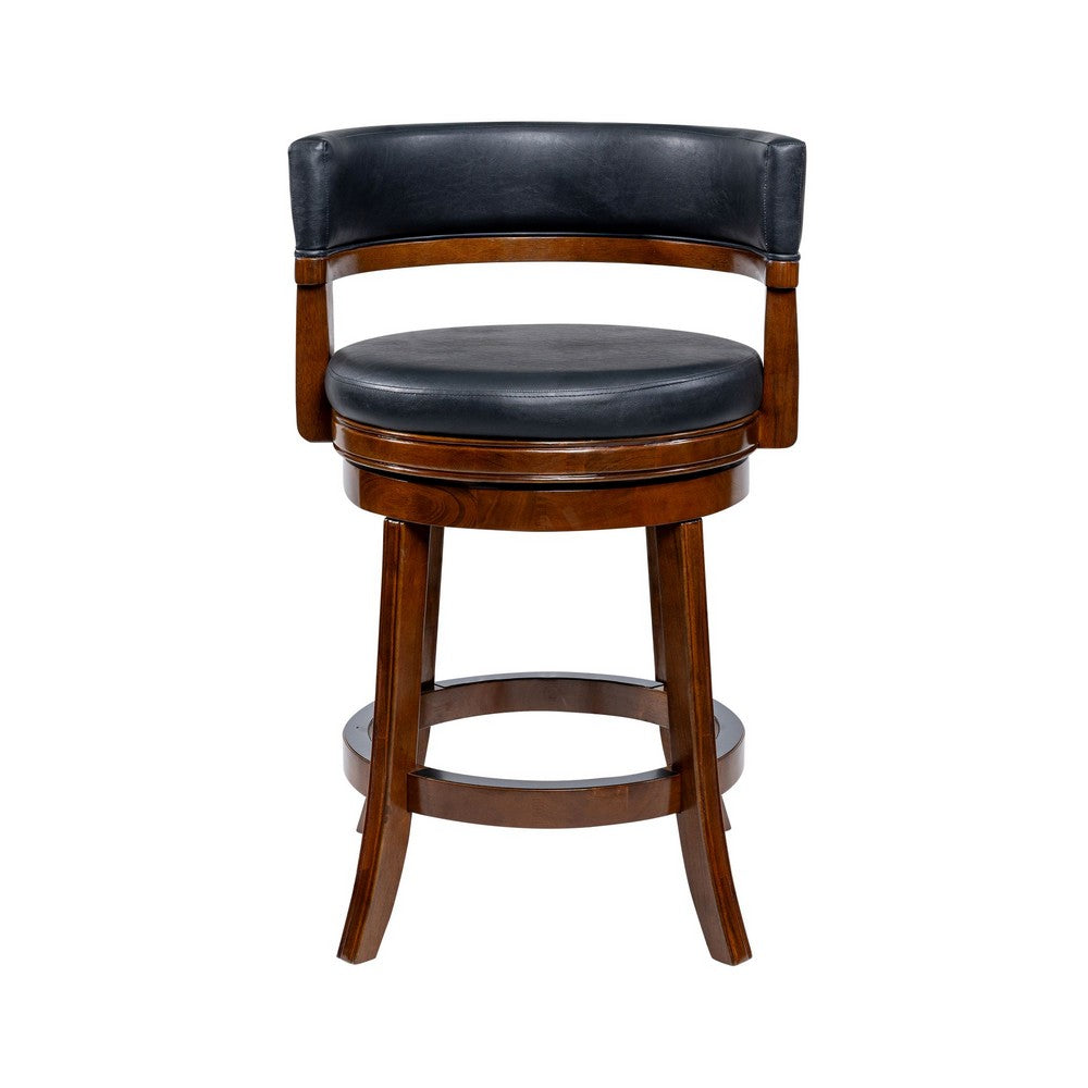 Bely Swivel Counter Height Chair | Black Faux Leather | Cappuccino Brown