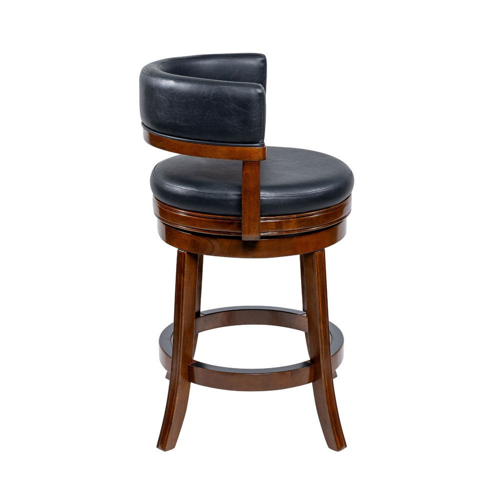 Bely Swivel Counter Height Chair | Black Faux Leather | Cappuccino Brown