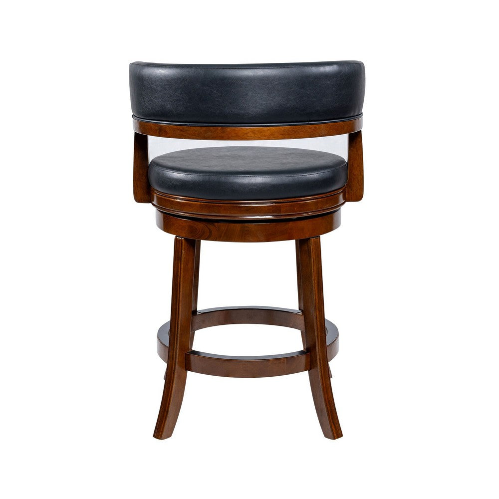 Bely Swivel Counter Height Chair | Black Faux Leather | Cappuccino Brown