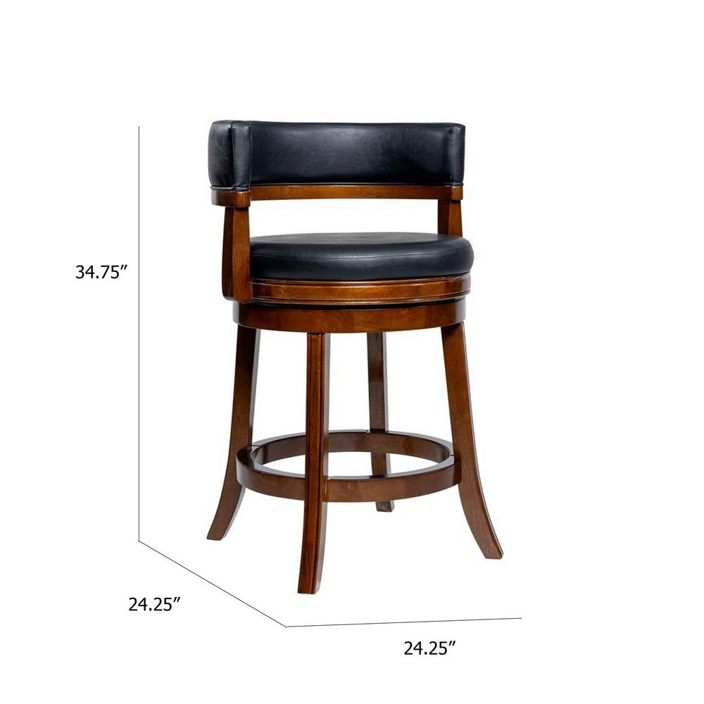Bely Swivel Counter Height Chair | Black Faux Leather | Cappuccino Brown