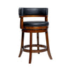 Bely Swivel Counter Height Chair | Black Faux Leather | Cappuccino Brown