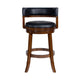 Bely Swivel Barstool Chair | Black Faux Leather | Cappuccino Brown Wood