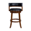 Bely Swivel Barstool Chair | Black Faux Leather | Cappuccino Brown Wood