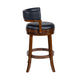 Bely Swivel Barstool Chair | Black Faux Leather | Cappuccino Brown Wood