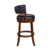 Bely Swivel Barstool Chair | Black Faux Leather | Cappuccino Brown Wood