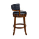 Bely Swivel Barstool Chair | Black Faux Leather | Cappuccino Brown Wood
