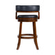 Bely Swivel Barstool Chair | Black Faux Leather | Cappuccino Brown Wood