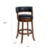 Bely Swivel Barstool Chair | Black Faux Leather | Cappuccino Brown Wood