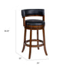 Bely Swivel Barstool Chair | Black Faux Leather | Cappuccino Brown Wood