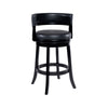 Bely Swivel Barstool Chair | Faux Leather Seat w Wood Frame | Black