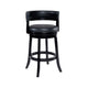 Bely Swivel Barstool Chair | Faux Leather Seat w Wood Frame | Black