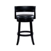 Bely Swivel Barstool Chair | Faux Leather Seat w Wood Frame | Black