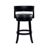Bely Swivel Barstool Chair | Faux Leather Seat w Wood Frame | Black