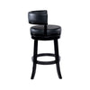 Bely Swivel Barstool Chair | Faux Leather Seat w Wood Frame | Black