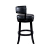 Bely Swivel Barstool Chair | Faux Leather Seat w Wood Frame | Black