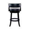 Bely Swivel Barstool Chair | Faux Leather Seat w Wood Frame | Black