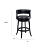 Bely Swivel Barstool Chair | Faux Leather Seat w Wood Frame | Black