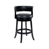 Bely Swivel Barstool Chair | Faux Leather Seat w Wood Frame | Black