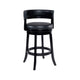 Bely Swivel Barstool Chair | Faux Leather Seat w Wood Frame | Black