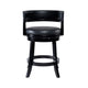 Bely Swivel Counter Stool Chair | Black Faux Leather Seat w Wood Legs