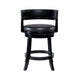 Bely Swivel Counter Stool Chair | Black Faux Leather Seat w Wood Legs