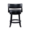 Bely Swivel Counter Stool Chair | Black Faux Leather Seat w Wood Legs