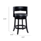 Bely Swivel Counter Stool Chair | Black Faux Leather Seat w Wood Legs