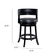 Bely Swivel Counter Stool Chair | Black Faux Leather Seat w Wood Legs