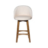 Gery Swivel Barstool Chair | Cream Fabric Seat w Natural Brown Legs