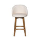 Gery Swivel Barstool Chair | Cream Fabric Seat w Natural Brown Legs