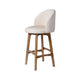 Gery Swivel Barstool Chair | Cream Fabric Seat w Natural Brown Legs
