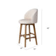Gery Swivel Barstool Chair | Cream Fabric Seat w Natural Brown Legs