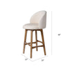 Gery Swivel Barstool Chair | Cream Fabric Seat w Natural Brown Legs