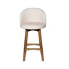 Gery Swivel Barstool Chair | Cream Fabric Seat w Natural Brown Legs