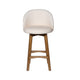 Gery Swivel Barstool Chair | Cream Fabric Seat w Natural Brown Legs