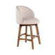 Gery Swivel Counter Height Chair | Cream Fabric Seat | Natural Brown