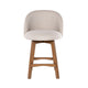 Gery Swivel Counter Height Chair | Cream Fabric Seat | Natural Brown