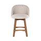 Gery Swivel Counter Height Chair | Cream Fabric Seat | Natural Brown