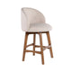 Gery Swivel Counter Height Chair | Cream Fabric Seat | Natural Brown